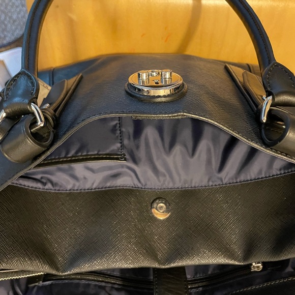 TUMI Black Tote Satchel Bag Double Handle Handbag w Key Lock - Picture 7 of 16